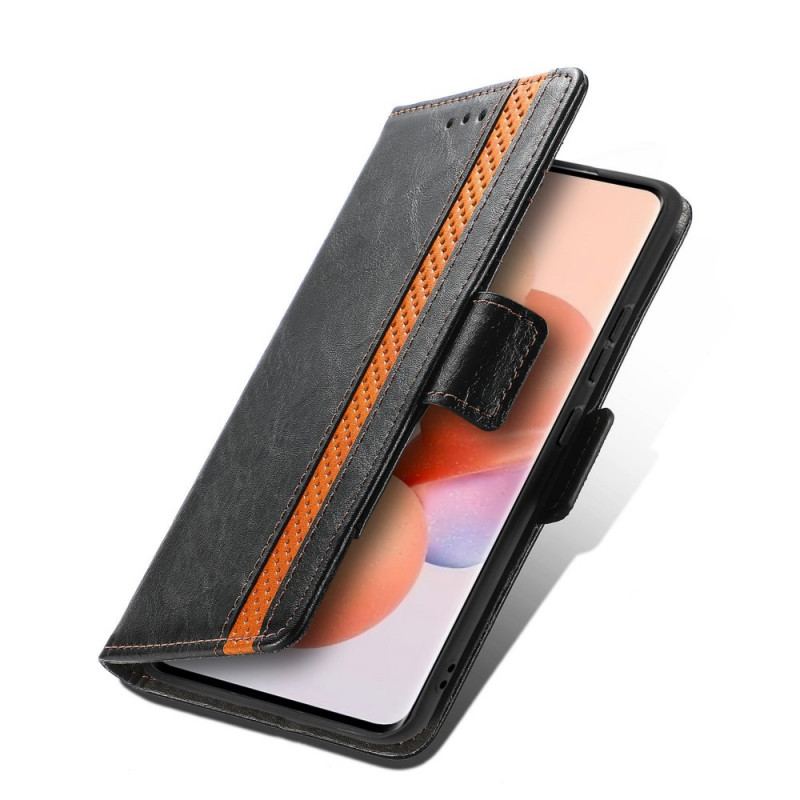 Capa De Couro Para Xiaomi 12 / 12X Fecho Duplo Bicolor