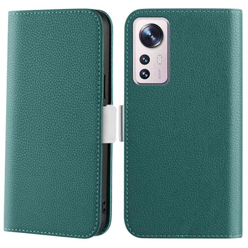 Capa De Couro Para Xiaomi 12 / 12X Fecho Duplo De Couro De Lichia