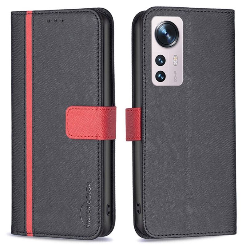 Capa Em Pele Para Xiaomi 12 / 12X Cor Binfen De Dois Tons