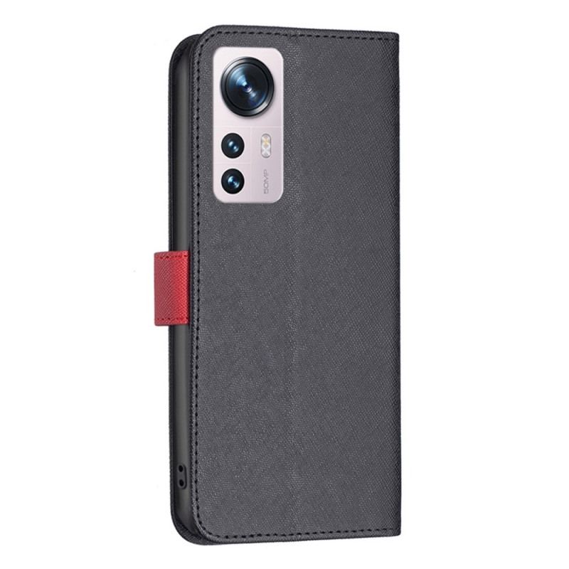 Capa Em Pele Para Xiaomi 12 / 12X Cor Binfen De Dois Tons