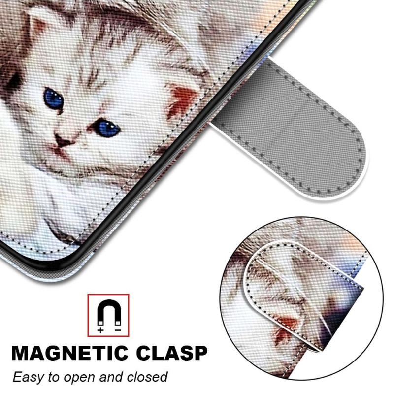 Capa Em Pele Para Xiaomi 12 / 12X De Cordão Família De Gatos Strappy