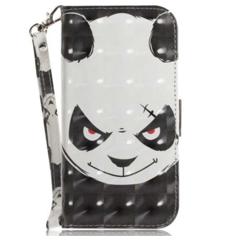 Capa Em Pele Para Xiaomi 12 / 12X De Cordão Panda Irritado Com Cordão