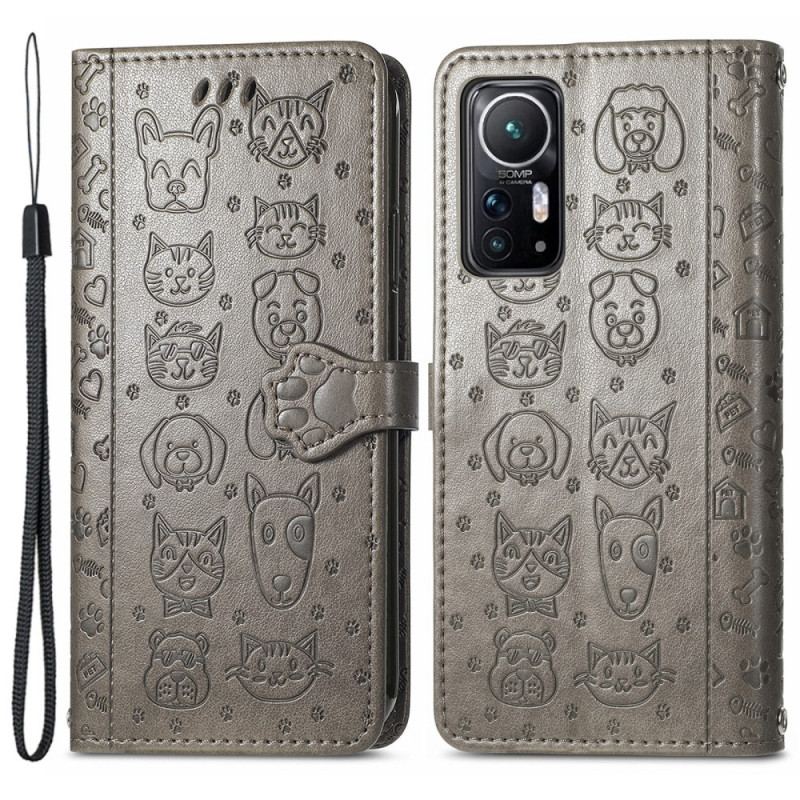 Capa Flip Para Xiaomi 12 / 12X Animais Animados