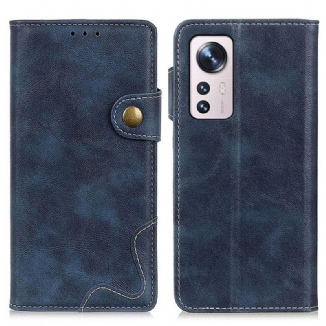 Capa Flip Para Xiaomi 12 / 12X Artístico E Costuras