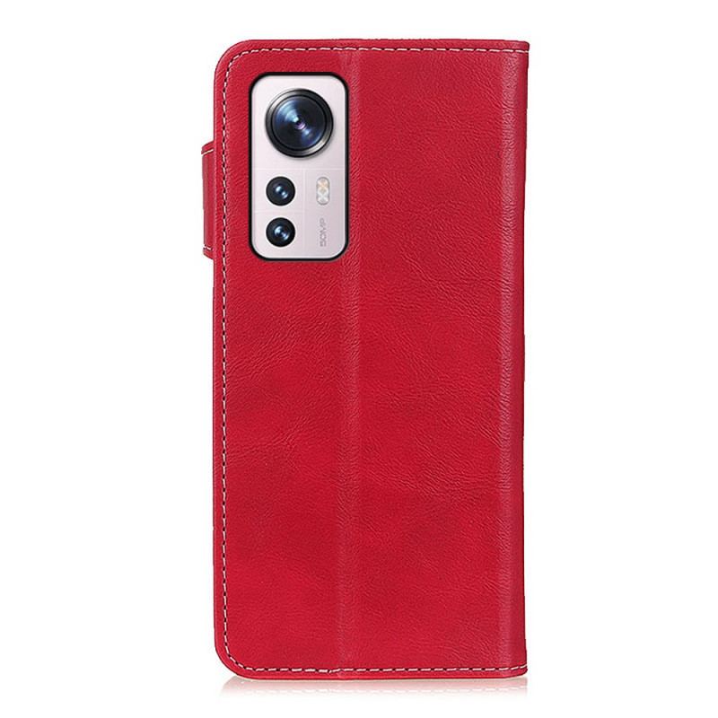 Capa Flip Para Xiaomi 12 / 12X Artístico E Costuras