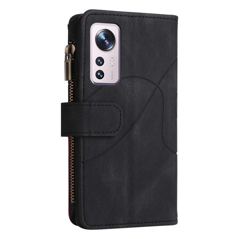 Capa Flip Para Xiaomi 12 / 12X Bicolor Com Porta Moedas