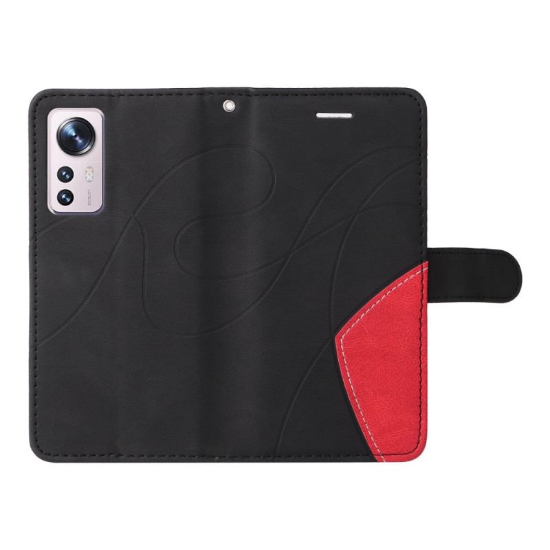 Capa Flip Para Xiaomi 12 / 12X De Cordão Correia De Dois Tons