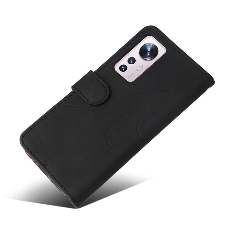 Capa Flip Para Xiaomi 12 / 12X De Cordão Correia De Dois Tons