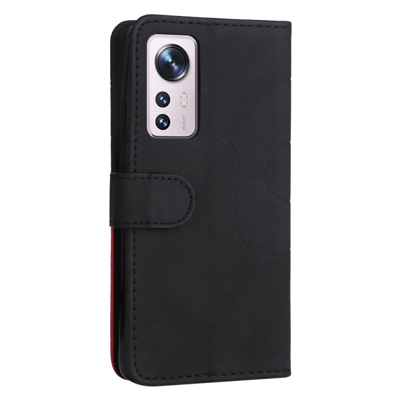 Capa Flip Para Xiaomi 12 / 12X De Cordão Correia De Dois Tons