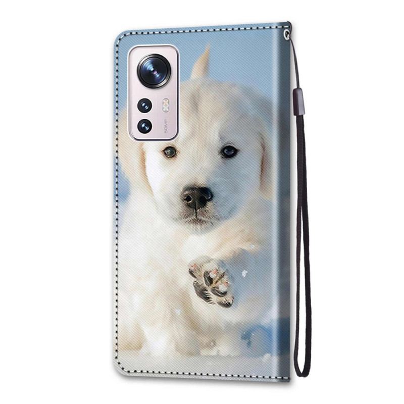 Capa Flip Para Xiaomi 12 / 12X De Cordão Filhote De Cachorro Fio Dental