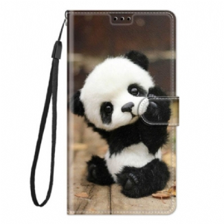 Capa Flip Para Xiaomi 12 / 12X De Cordão Pequeno Panda Com Alça