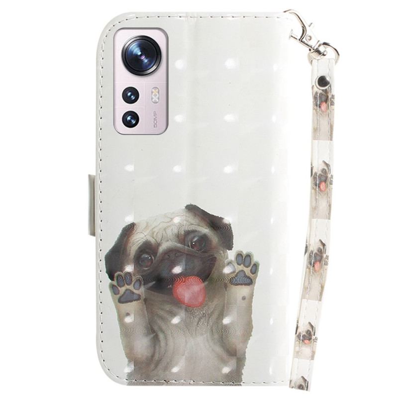 Capa Flip Para Xiaomi 12 / 12X De Cordão Tanga Pug