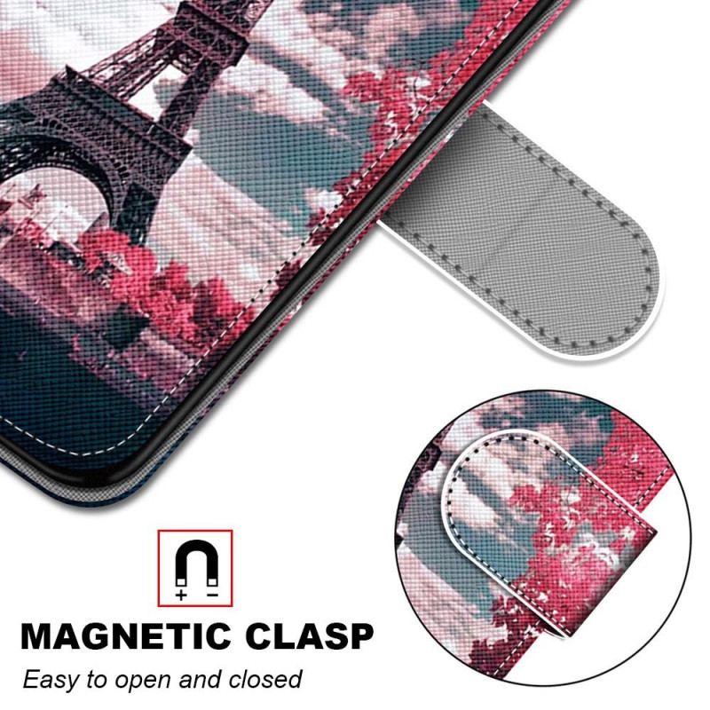 Capa Flip Para Xiaomi 12 / 12X De Cordão Torre Eiffel Com Alça