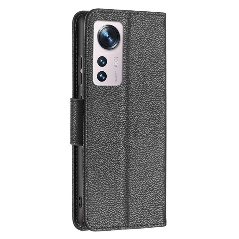 Capa Flip Para Xiaomi 12 / 12X De Couro Lichia Rabat Oblíqua