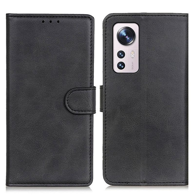 Capa Flip Para Xiaomi 12 / 12X Efeito De Couro Fosco Retrô