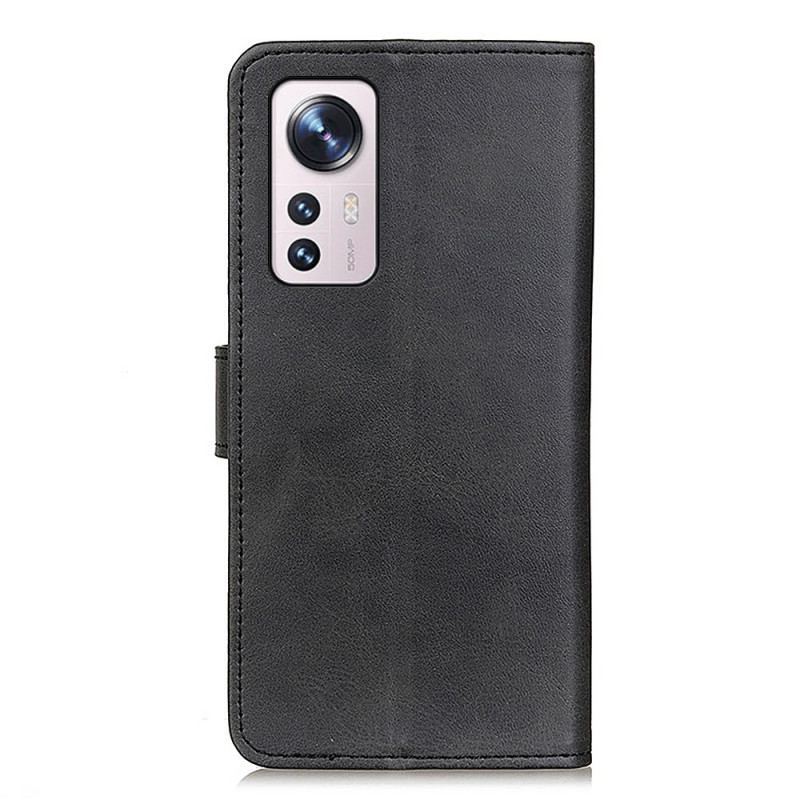 Capa Flip Para Xiaomi 12 / 12X Efeito De Couro Fosco Retrô