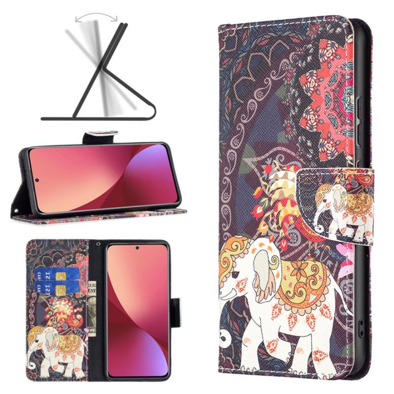 Capa Flip Para Xiaomi 12 / 12X Elefantes Indianos