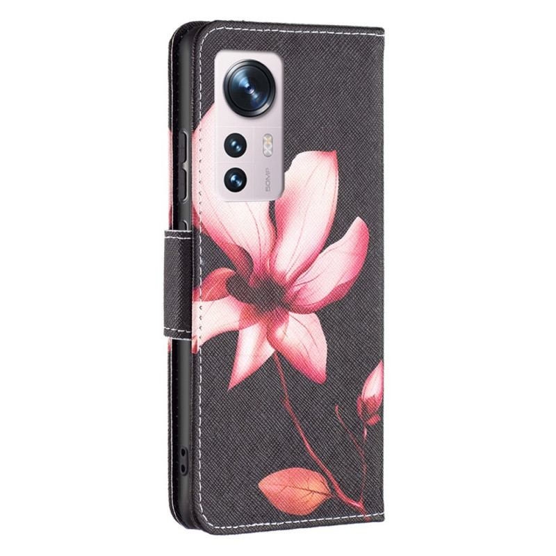 Capa Flip Para Xiaomi 12 / 12X Flor Rosa