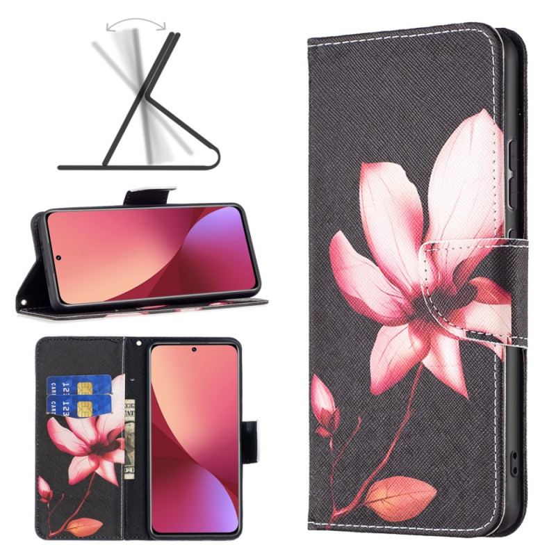 Capa Flip Para Xiaomi 12 / 12X Flor Rosa