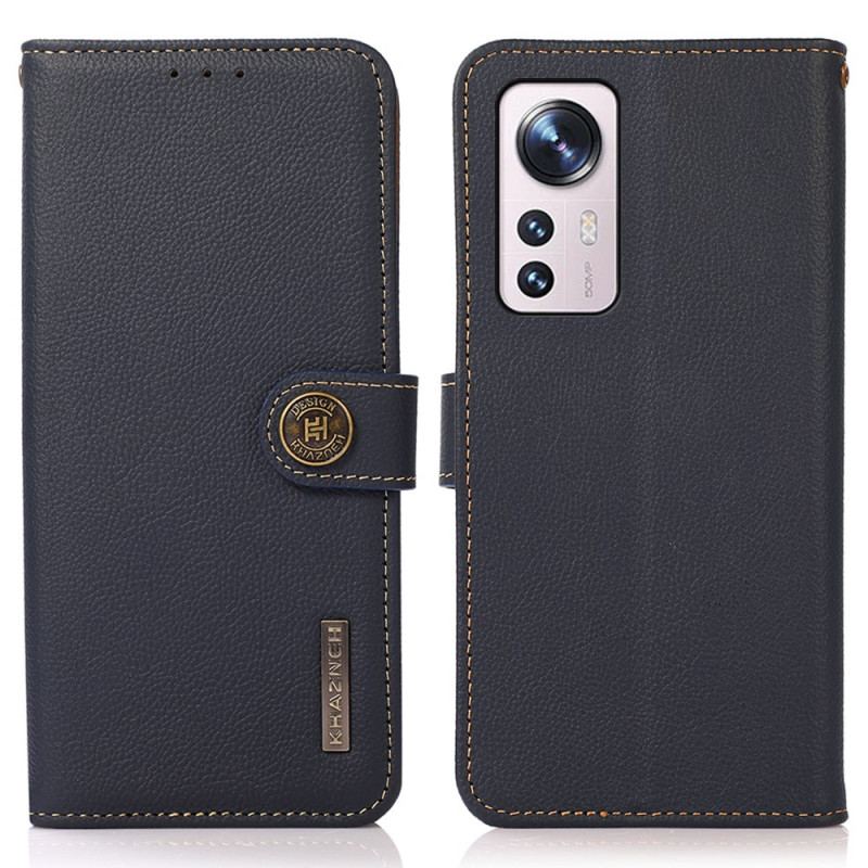 Capa Flip Para Xiaomi 12 / 12X Khazneh Rfid Couro Genuíno