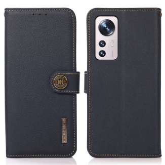 Capa Flip Para Xiaomi 12 / 12X Khazneh Rfid Couro Genuíno