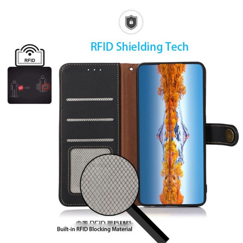 Capa Flip Para Xiaomi 12 / 12X Khazneh Rfid Couro Genuíno