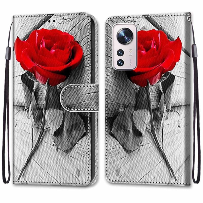 Capa Flip Para Xiaomi 12 / 12X Lindas Flores Com Alça