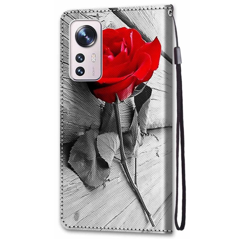 Capa Flip Para Xiaomi 12 / 12X Lindas Flores Com Alça