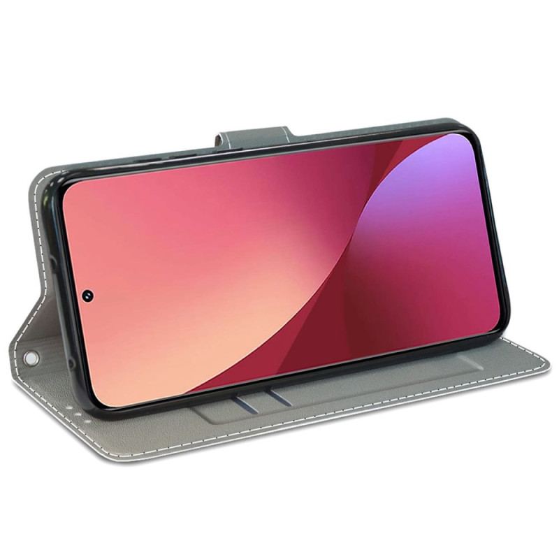 Capa Flip Para Xiaomi 12 / 12X Mármore Com Cordão