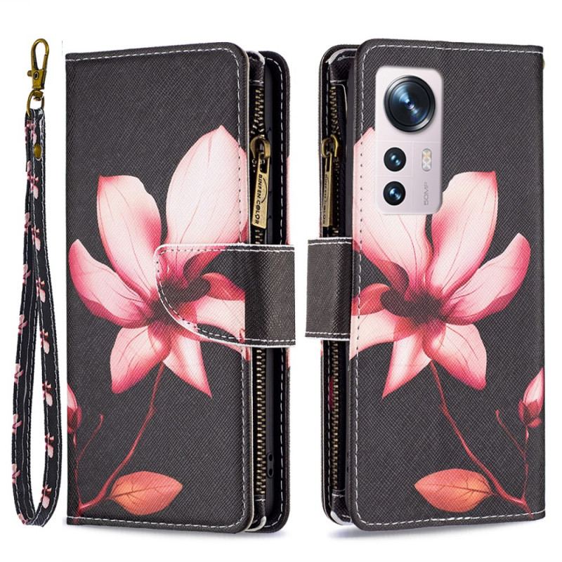 Capa Folio Para Xiaomi 12 / 12X Bolso Com Zíper Flor