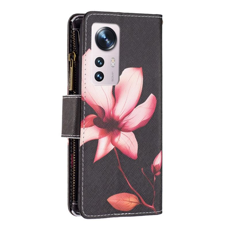 Capa Folio Para Xiaomi 12 / 12X Bolso Com Zíper Flor