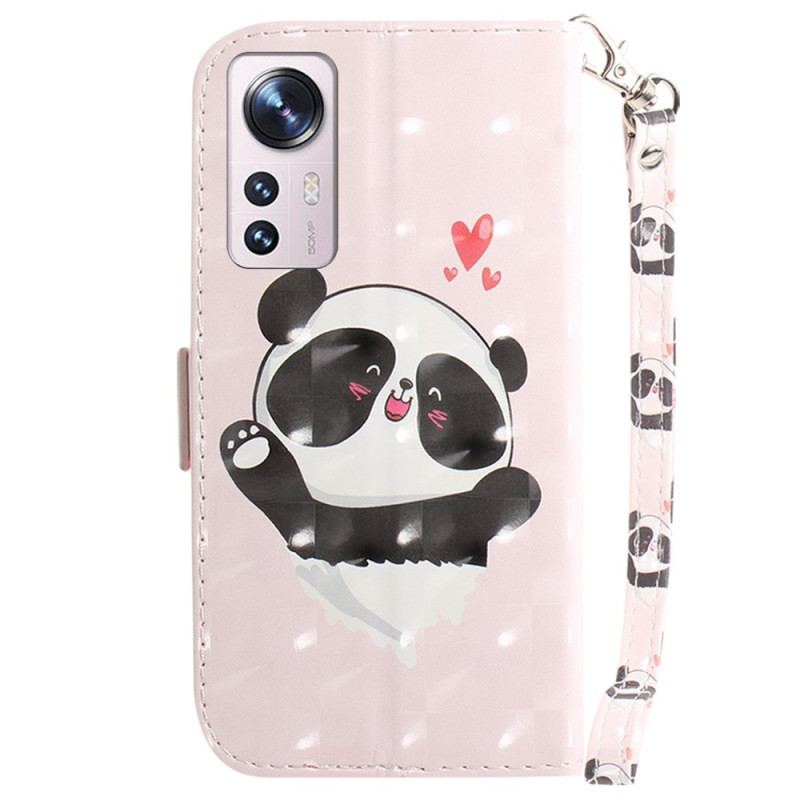 Capa Folio Para Xiaomi 12 / 12X De Cordão Panda Love Com Cordão