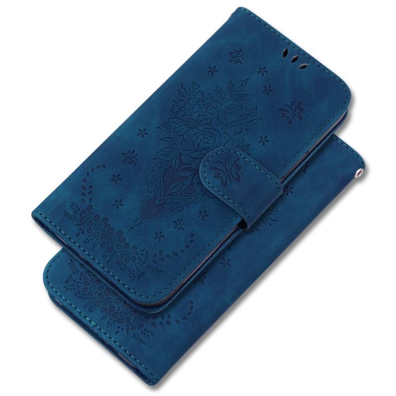 Capa Folio Para Xiaomi 12 / 12X De Cordão Strappy Rosas E Borboletas