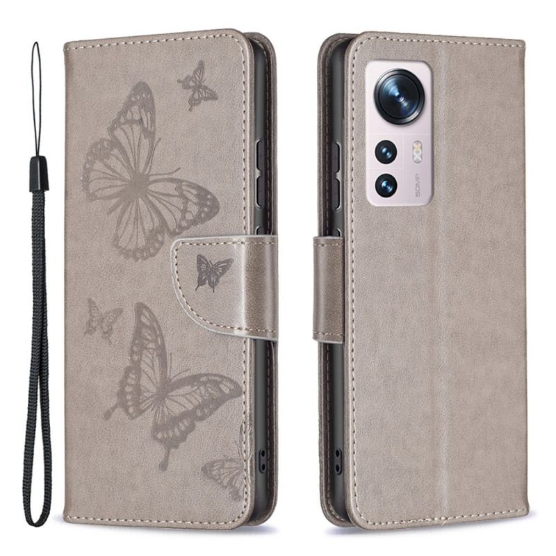 Capa Folio Para Xiaomi 12 / 12X De Cordão Tanga Borboletas