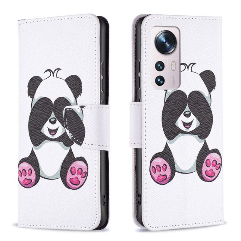 Capa Folio Para Xiaomi 12 / 12X Panda Divertido