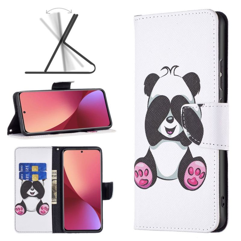 Capa Folio Para Xiaomi 12 / 12X Panda Divertido