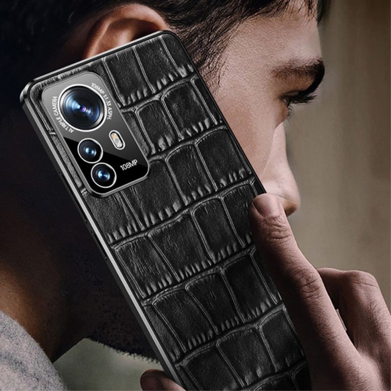 Capa Para Xiaomi 12 / 12X Couro Genuíno Com Textura De Crocodilo