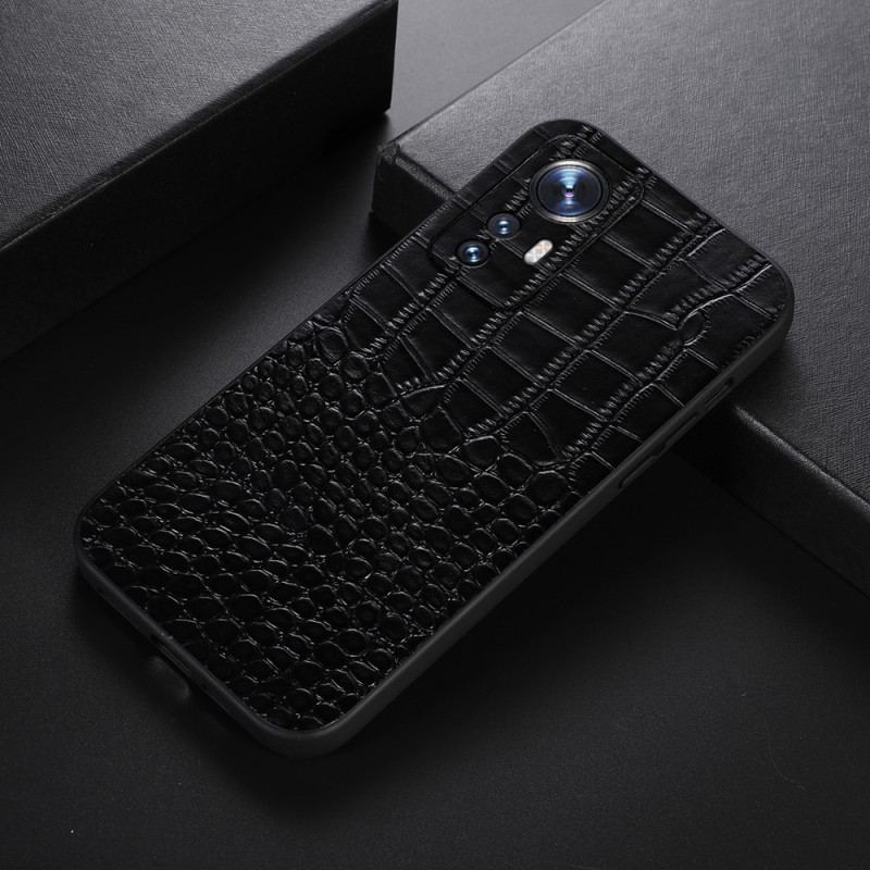 Capa Para Xiaomi 12 / 12X Couro Genuíno Com Textura De Crocodilo