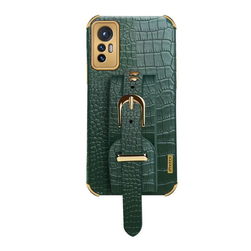 Capa Para Xiaomi 12 / 12X Estilo Crocodilo Com Alça De Suporte