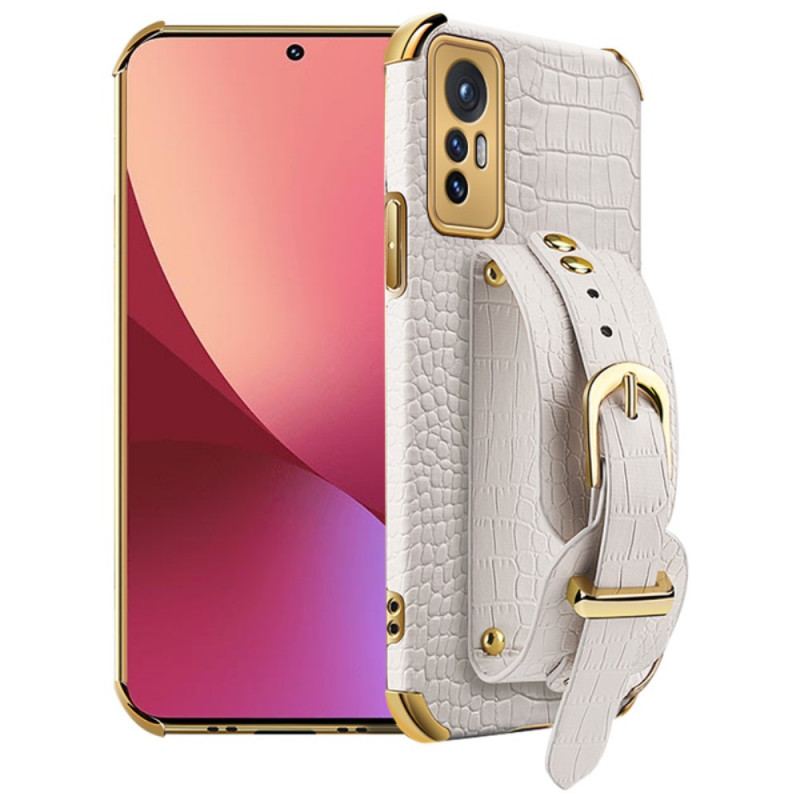 Capa Para Xiaomi 12 / 12X Estilo Crocodilo Com Alça De Suporte