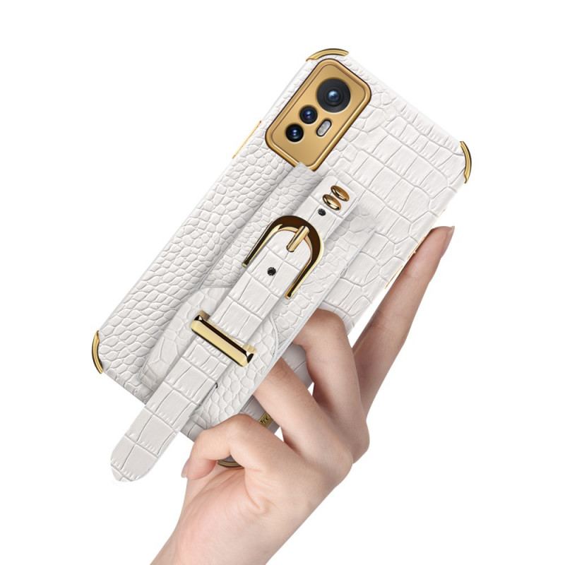 Capa Para Xiaomi 12 / 12X Estilo Crocodilo Com Alça De Suporte