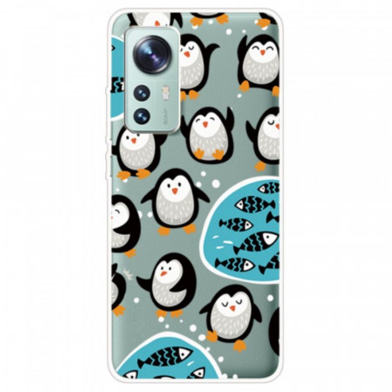 Capa Para Xiaomi 12 / 12X Pinguins E Peixes