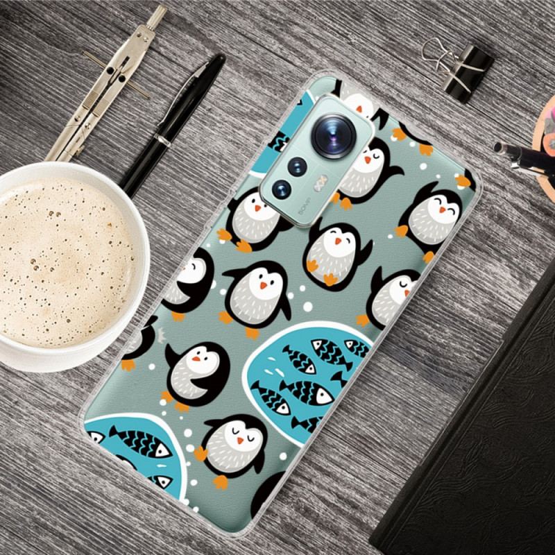 Capa Para Xiaomi 12 / 12X Pinguins E Peixes