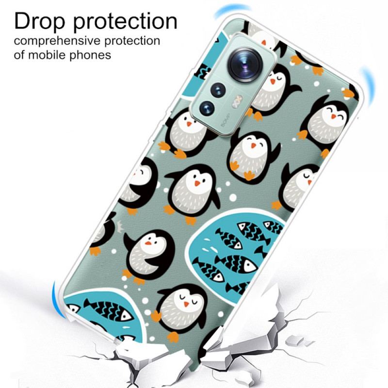 Capa Para Xiaomi 12 / 12X Pinguins E Peixes