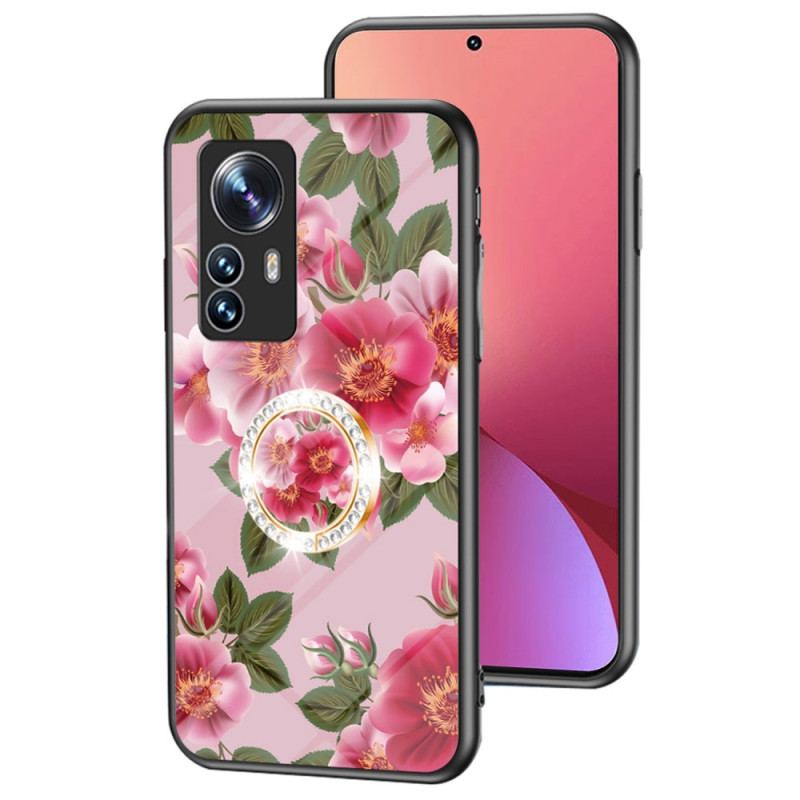 Capa Para Xiaomi 12 / 12X Vidro Temperado Com Anel De Flor