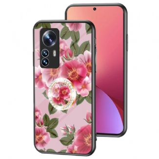 Capa Para Xiaomi 12 / 12X Vidro Temperado Com Anel De Flor