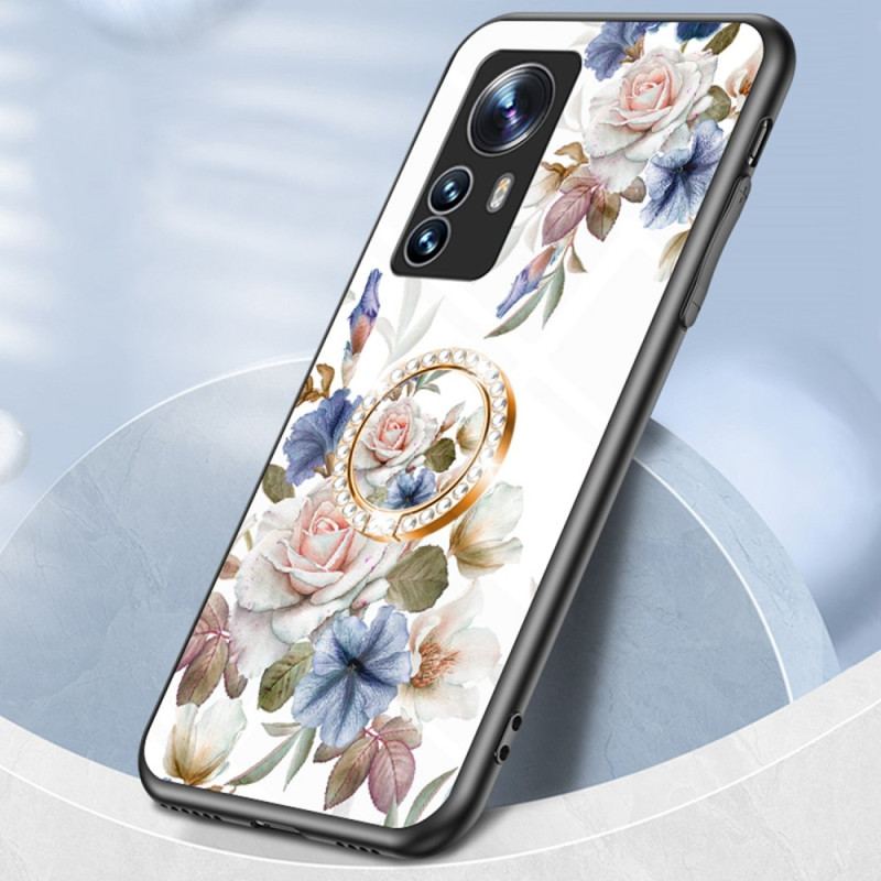 Capa Para Xiaomi 12 / 12X Vidro Temperado Com Anel De Flor