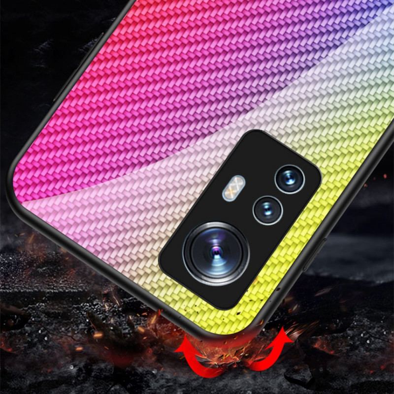 Capa Para Xiaomi 12 / 12X Vidro Temperado De Fibra De Carbono