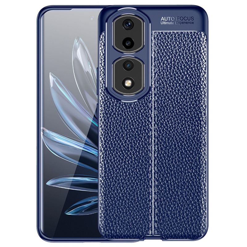 Capa De Celular Para Honor 90 Pro Efeito Couro Lichia Linha Dupla