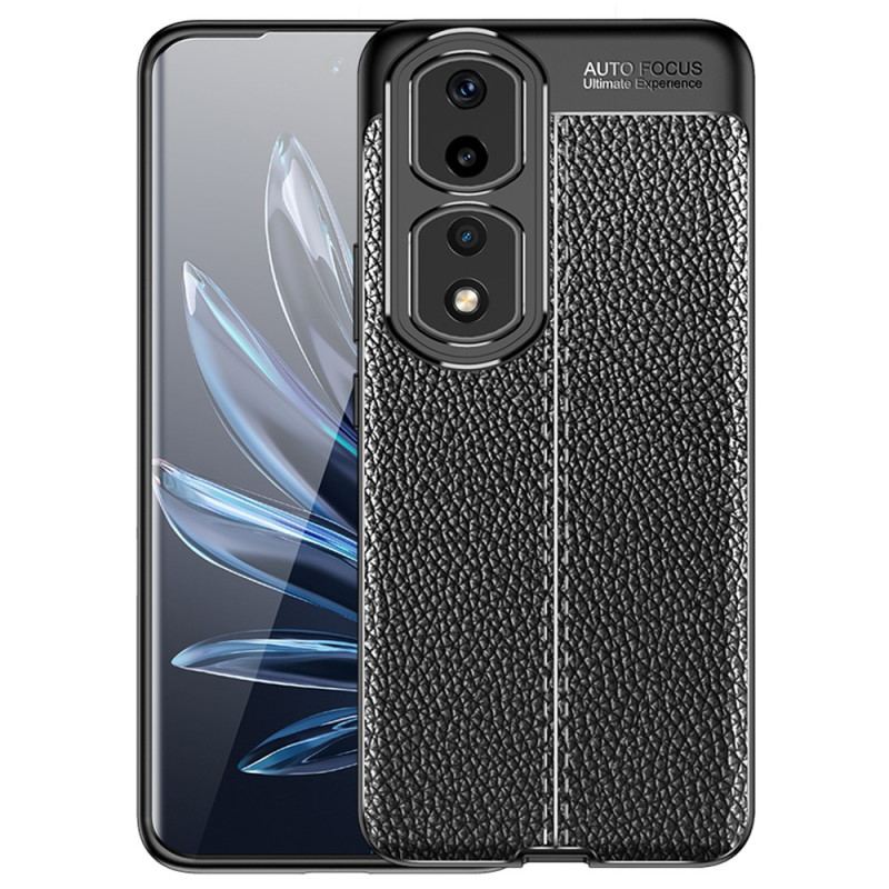 Capa De Celular Para Honor 90 Pro Efeito Couro Lichia Linha Dupla